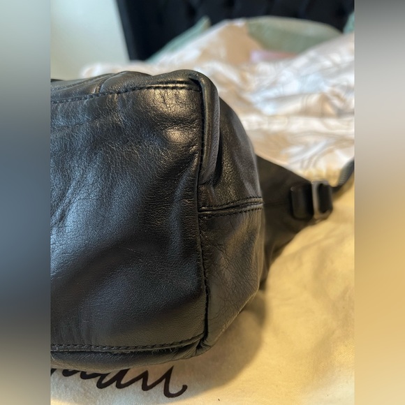 Cole Haan Black Leather Duffle Purse with Croc Embossed Details - Picture 13 of 15